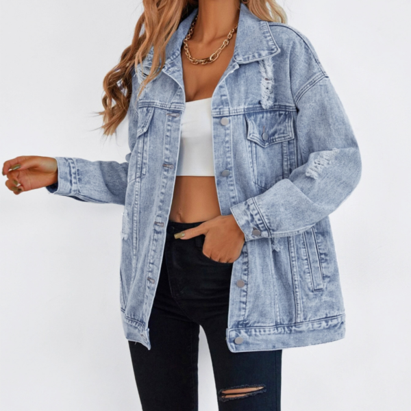 Women's fashion trend loose casual shirt denim loose denim jacket top